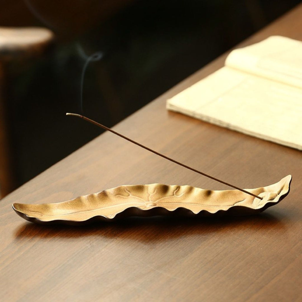 Lotus Leaf Ceramic Incense Holder