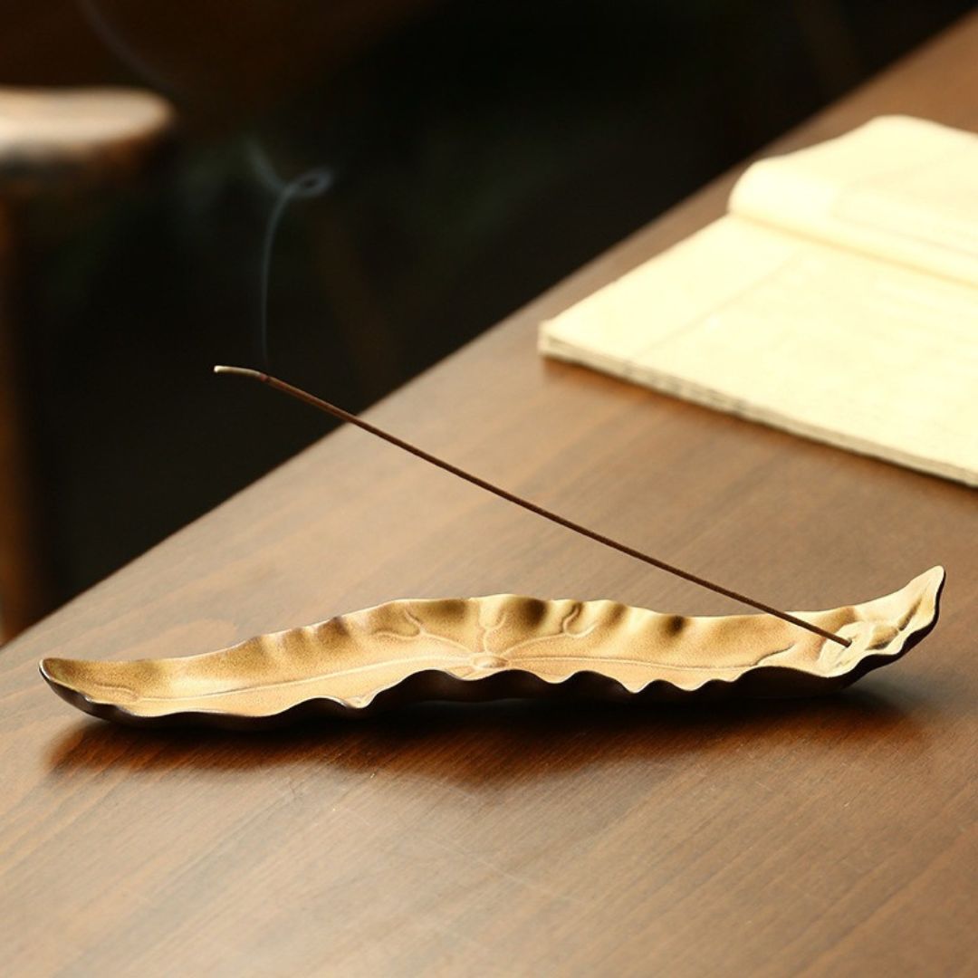 Lotus Leaf Ceramic Incense Holder