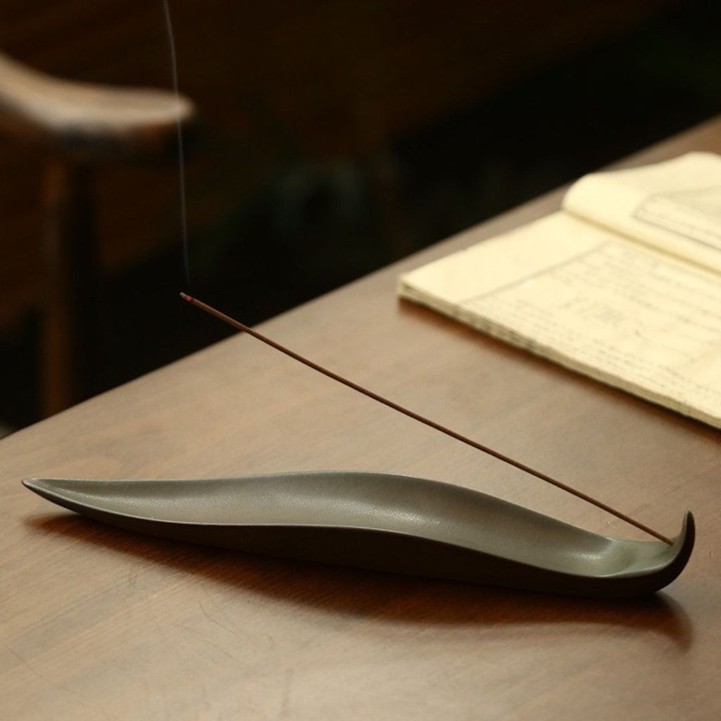 Zen Leaf Ceramic Incense Holder
