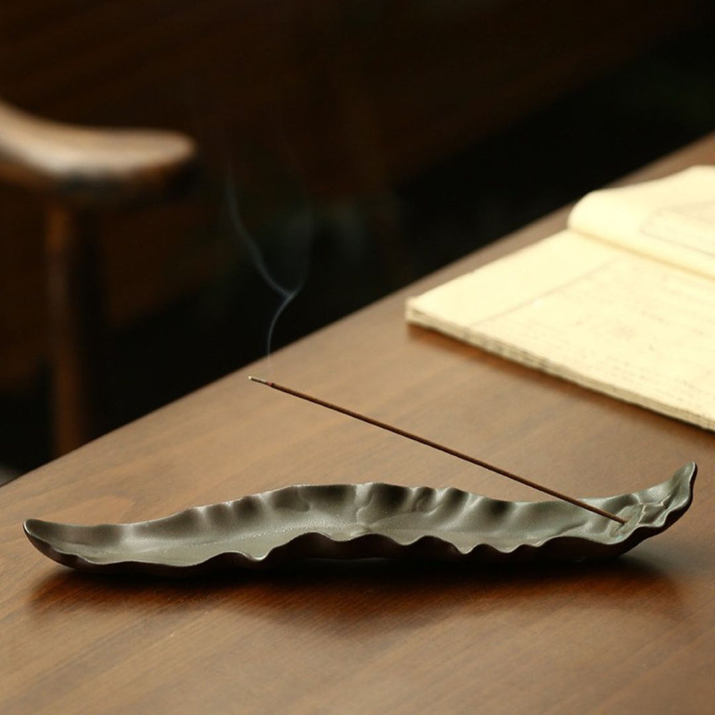 Lotus Leaf Ceramic Incense Holder