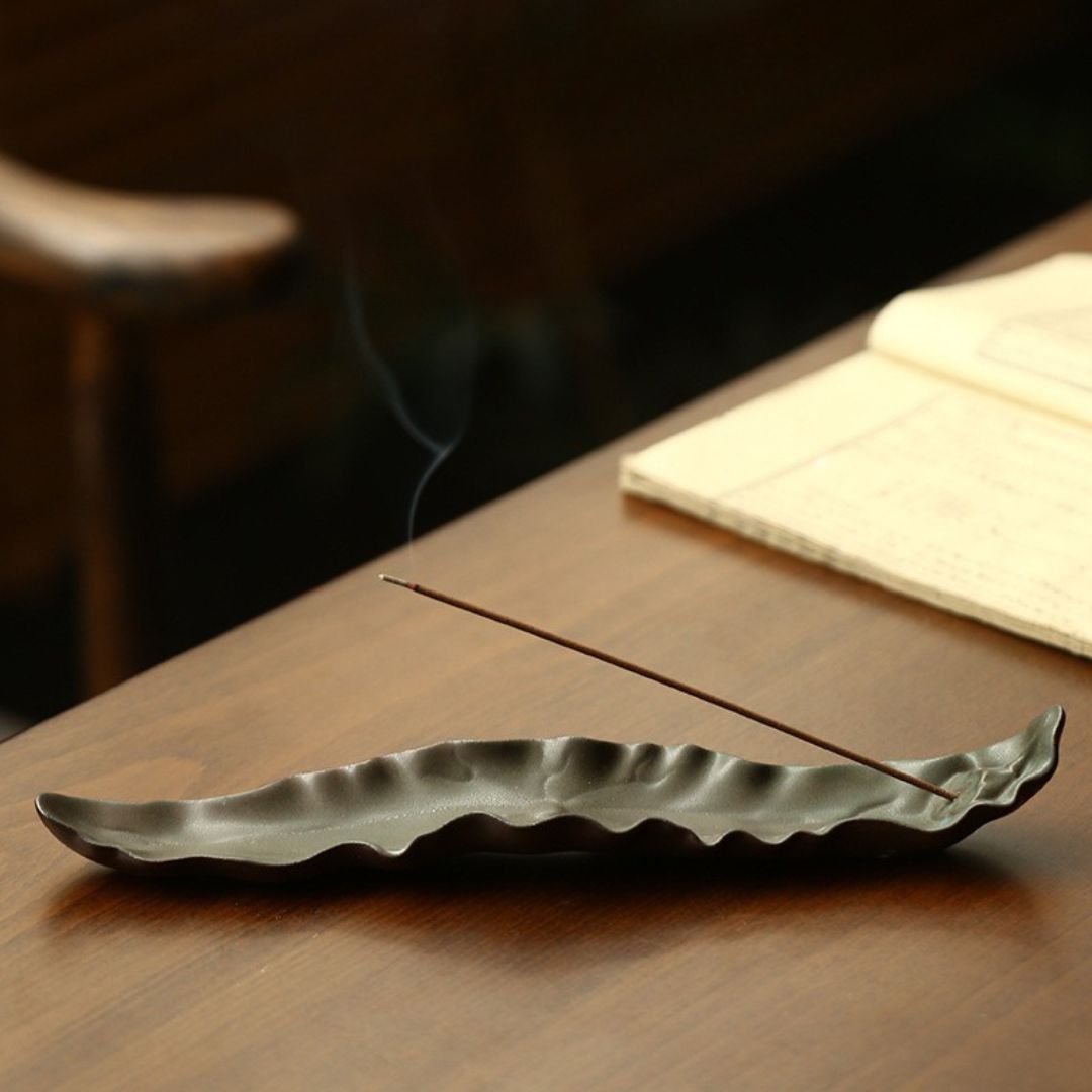 Lotus Leaf Ceramic Incense Holder