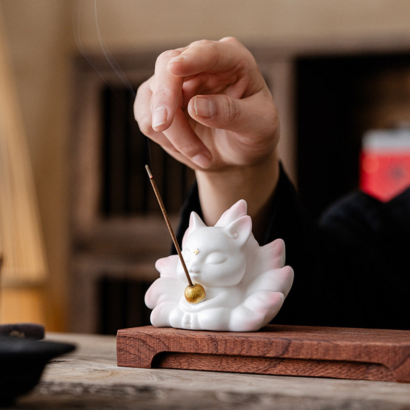 Ceramic Nine-Tailed Fox Incense Holder