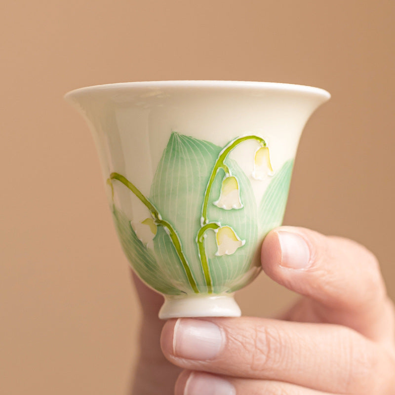 Hand-Painted Orchid Ceramic Tea Cup