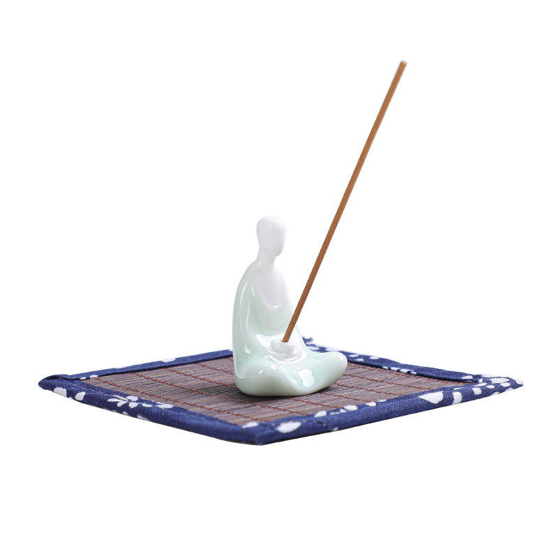 Faceless Buddha Ceramic Incense Holder