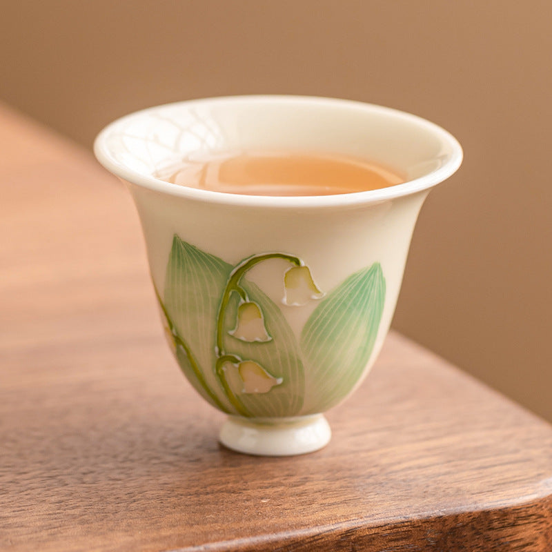 Hand-Painted Orchid Ceramic Tea Cup