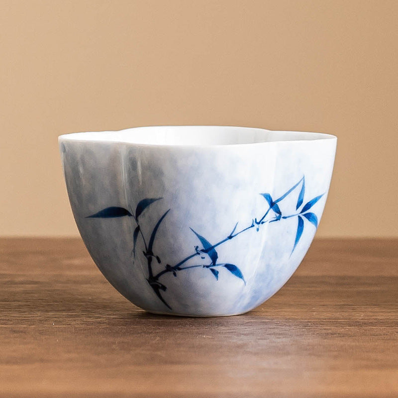 Bamboo Four-Petal Ceramic Teacup