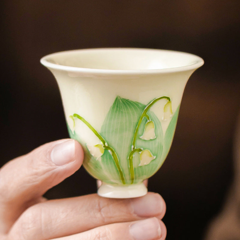 Hand-Painted Orchid Ceramic Tea Cup