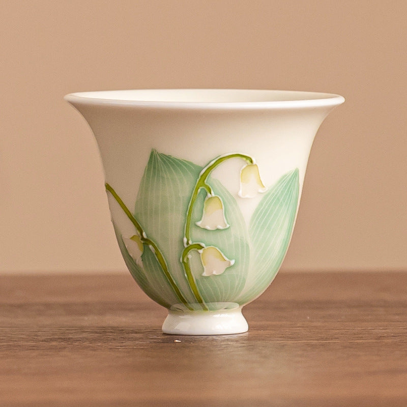 Hand-Painted Orchid Ceramic Tea Cup