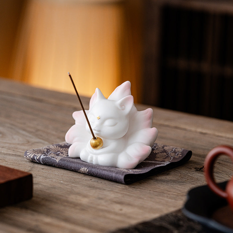 Ceramic Nine-Tailed Fox Incense Holder