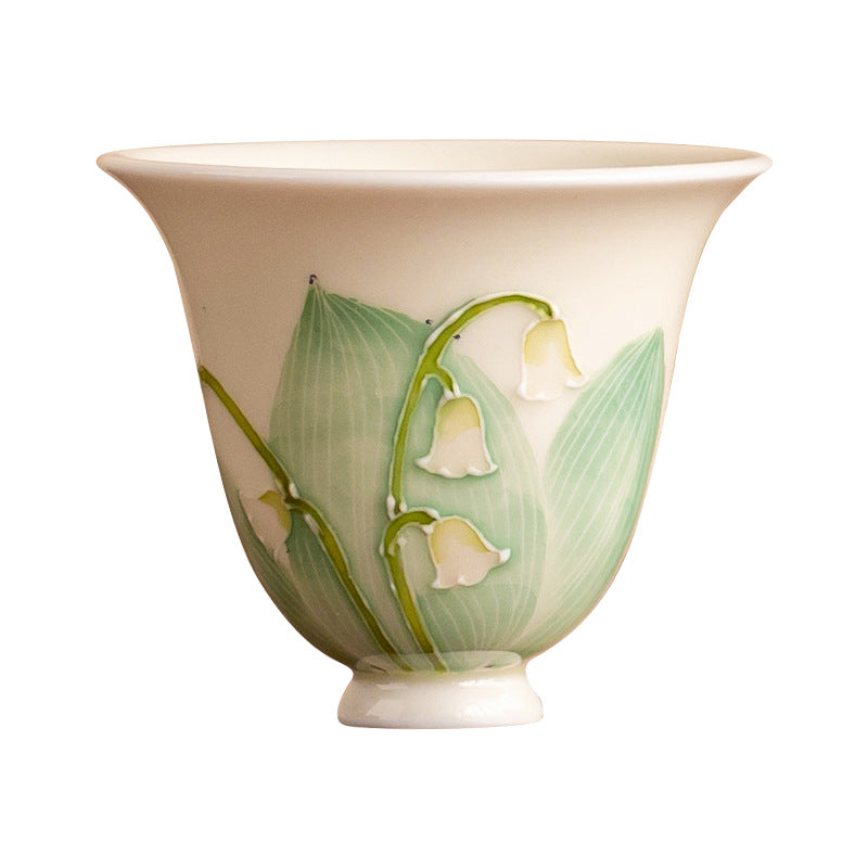 Hand-Painted Orchid Ceramic Tea Cup