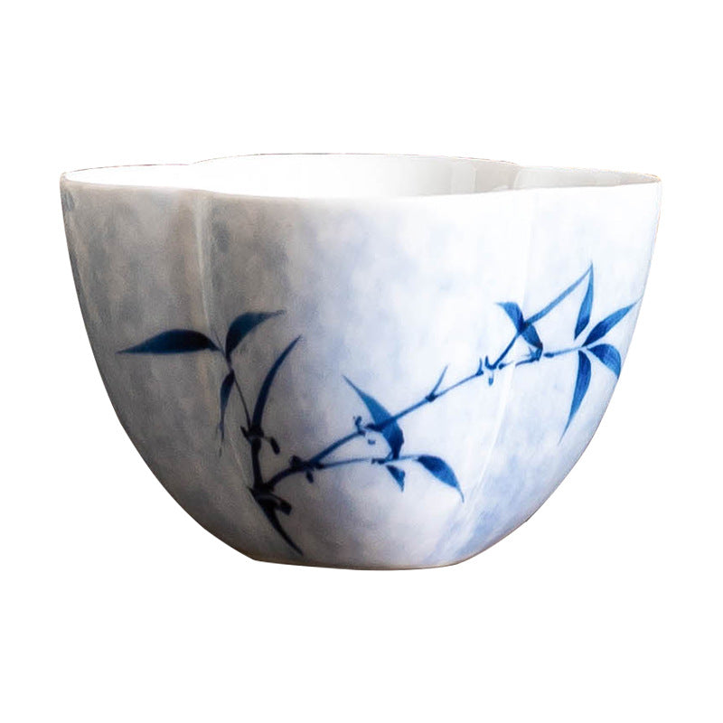 Bamboo Four-Petal Ceramic Teacup