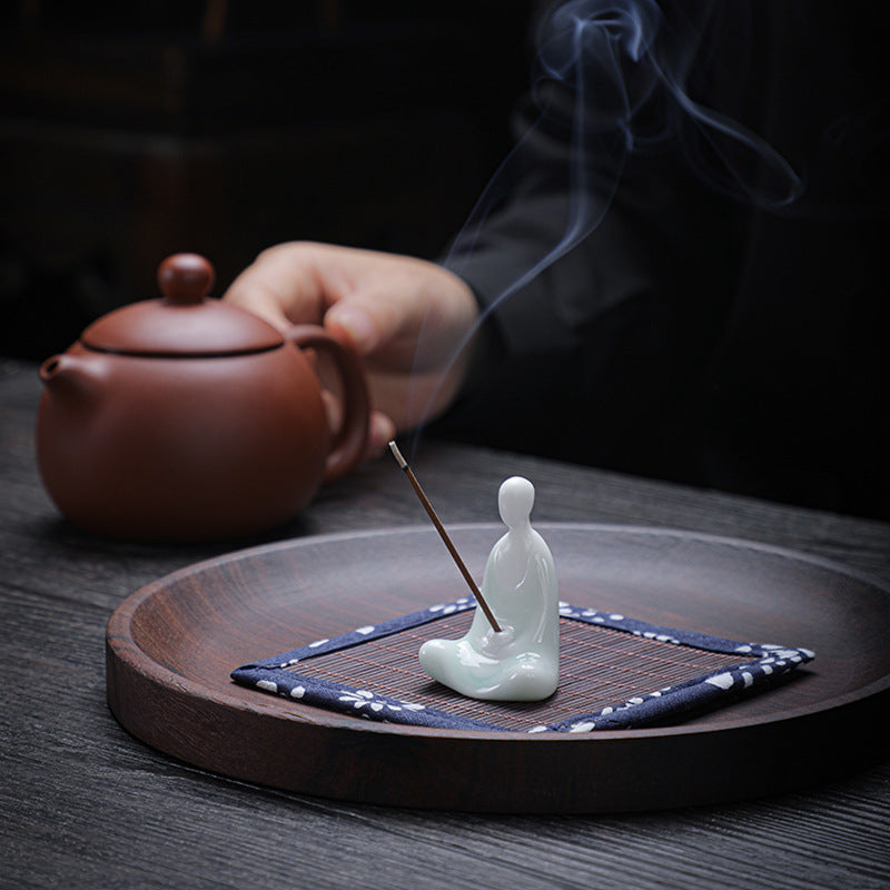 Faceless Buddha Ceramic Incense Holder