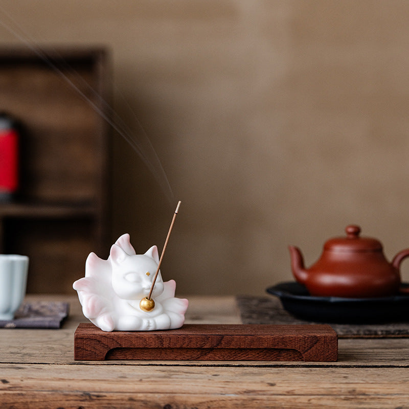 Ceramic Nine-Tailed Fox Incense Holder