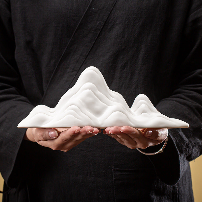 White Porcelain Mountain Landscape Decoration