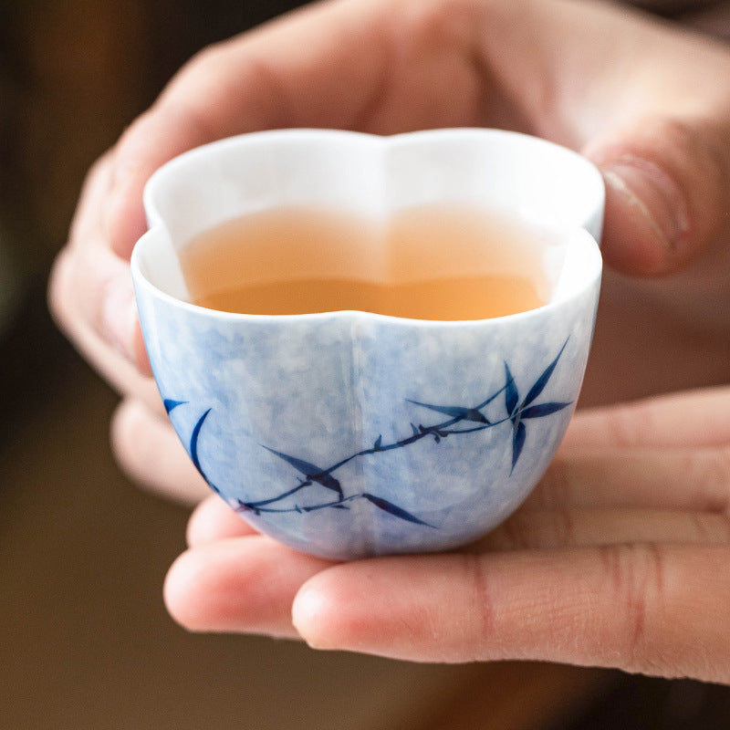 Bamboo Four-Petal Ceramic Teacup