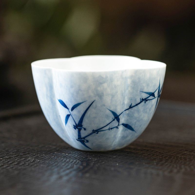 Bamboo Four-Petal Ceramic Teacup